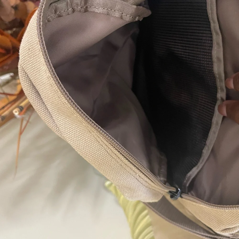 Tan and Brown Men's Duffel Bag